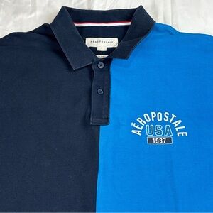 Aeropostale Blue and Black Polo Golf Shirt